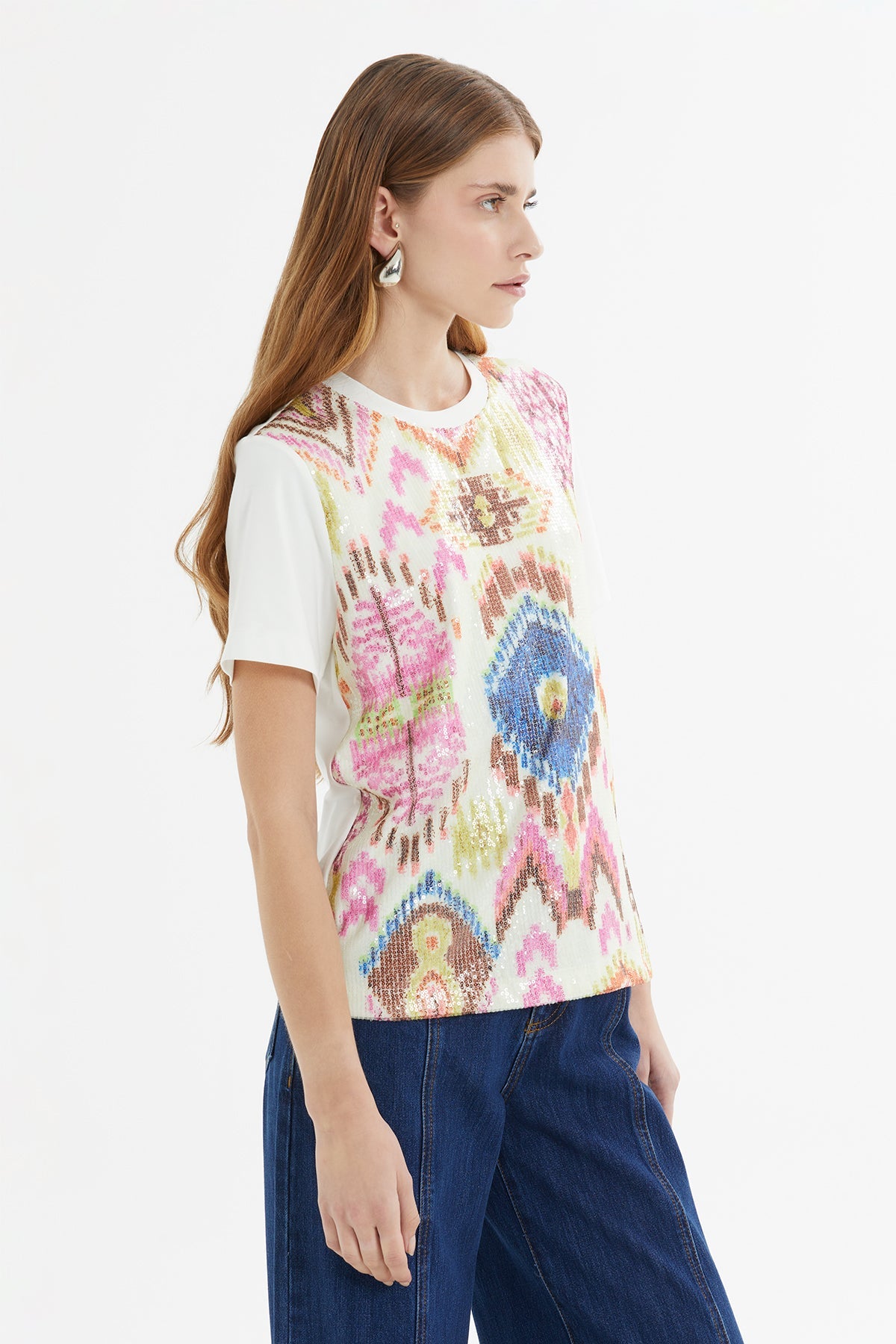 Ecru Sequin T-Shirt