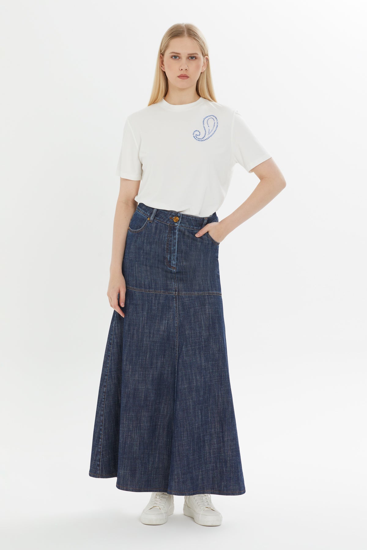 Blue Maxi Denim Skirt