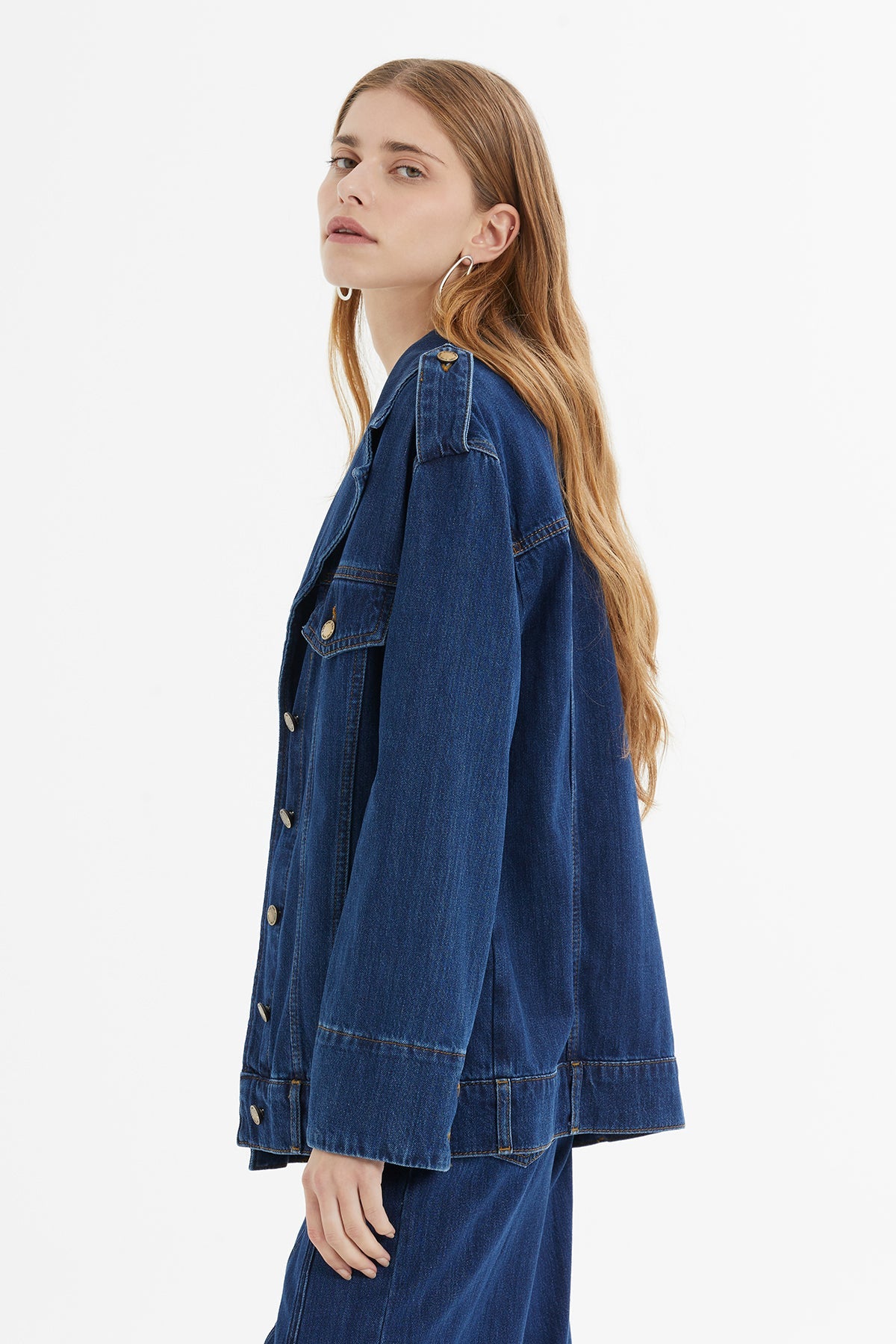 Epaulet Oversize Denim Jacket