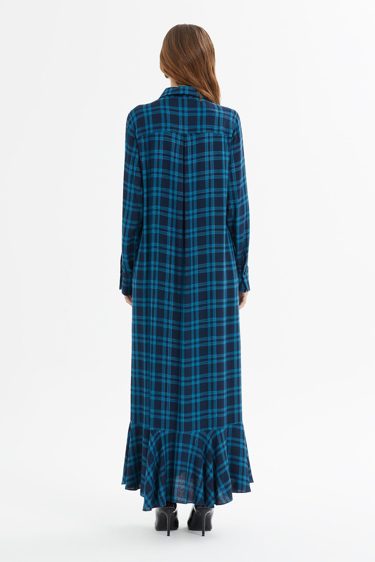 Printed Ruffle-Detail Long Dress