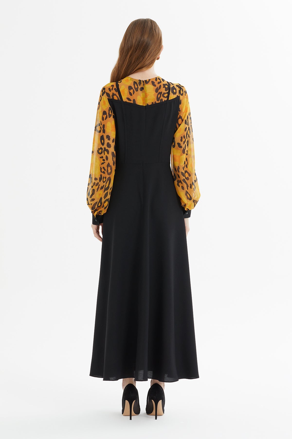 Black Maxi Dress with Pattern Detail