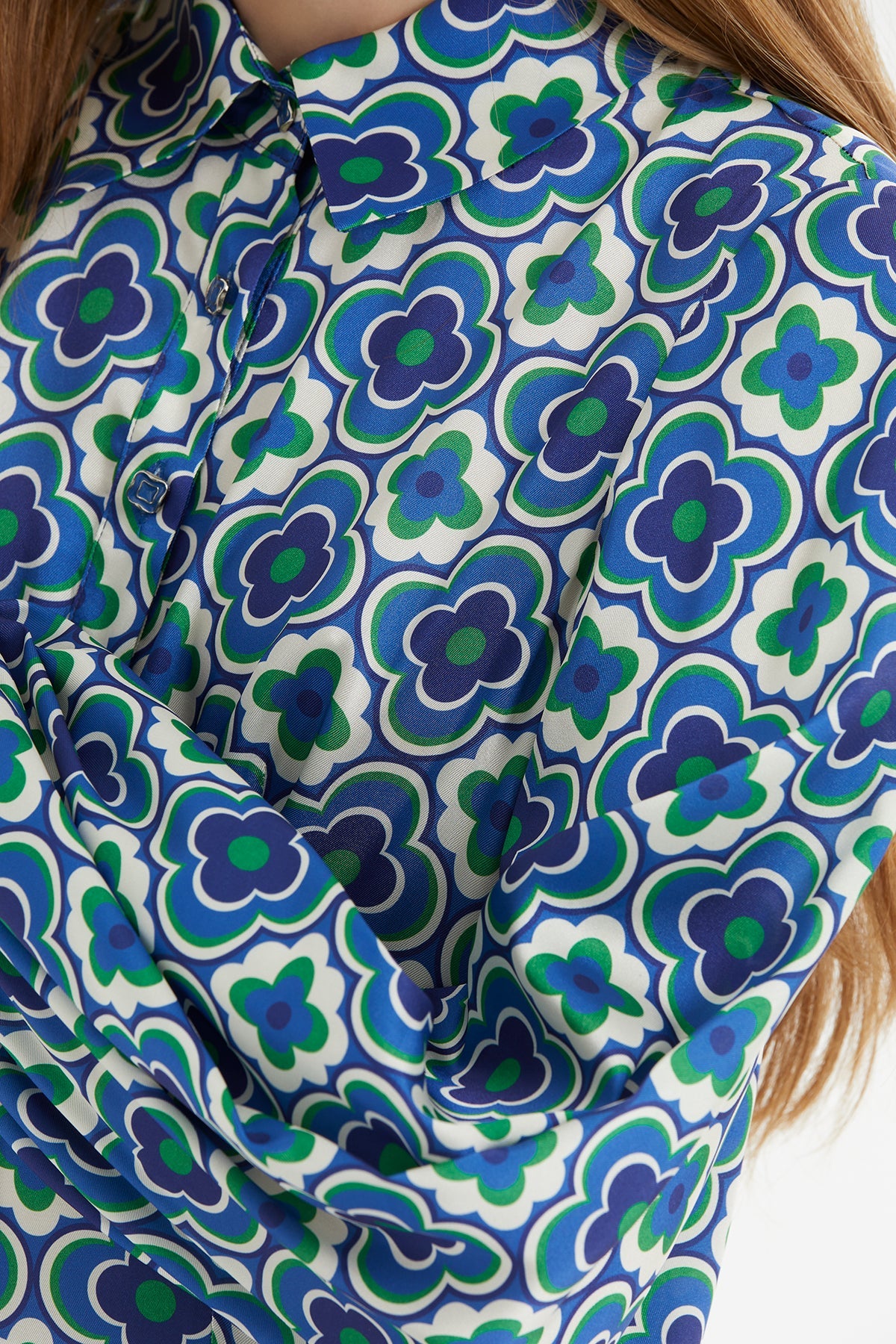 Printed Asymmetrical Buttoned Long Dress