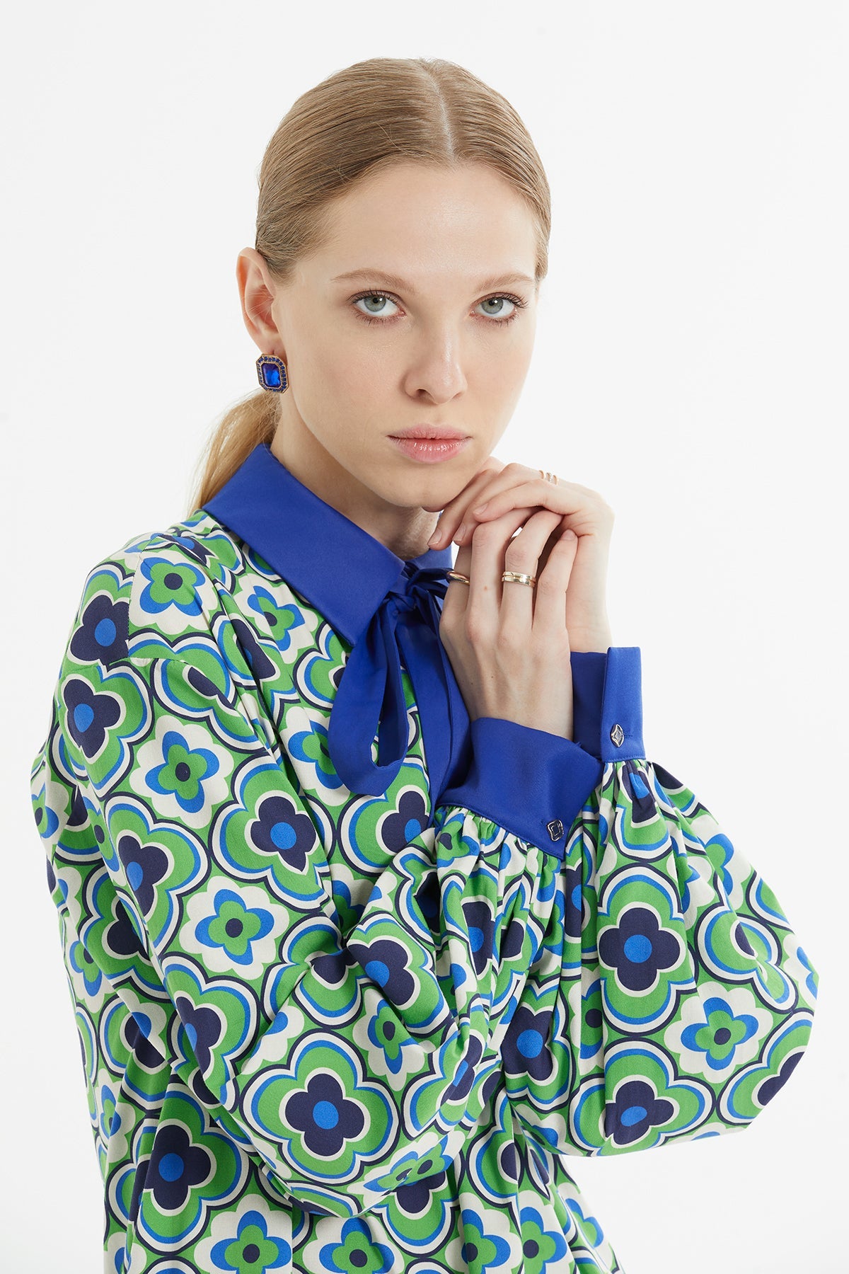 Printed Tie-Fastening Long Dress