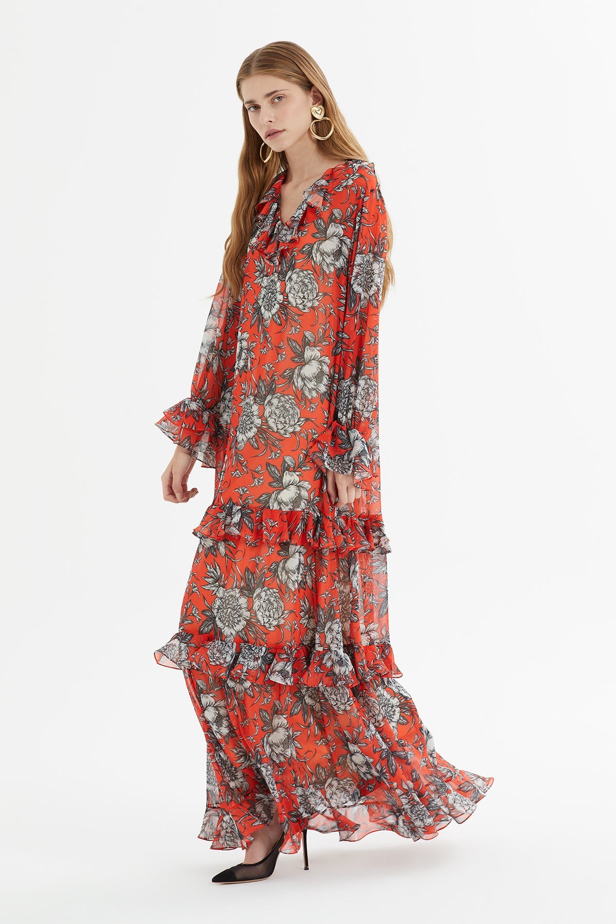 Printed Long Dress with Elasticated Ankles