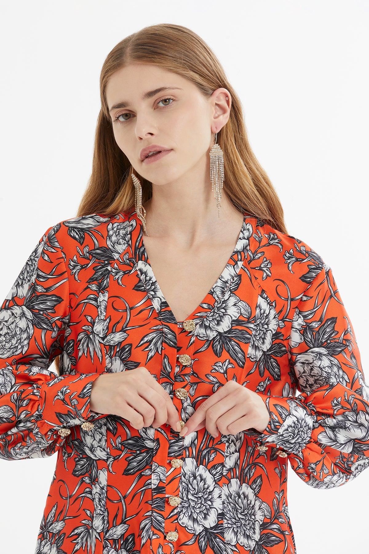 Printed Long Flared Dress