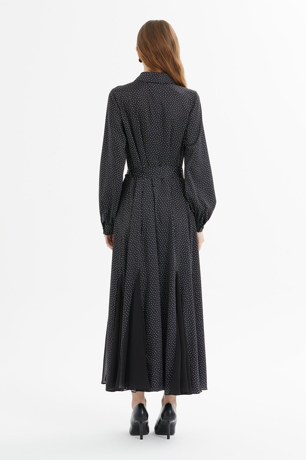 Black Polka-Dot Maxi Dress