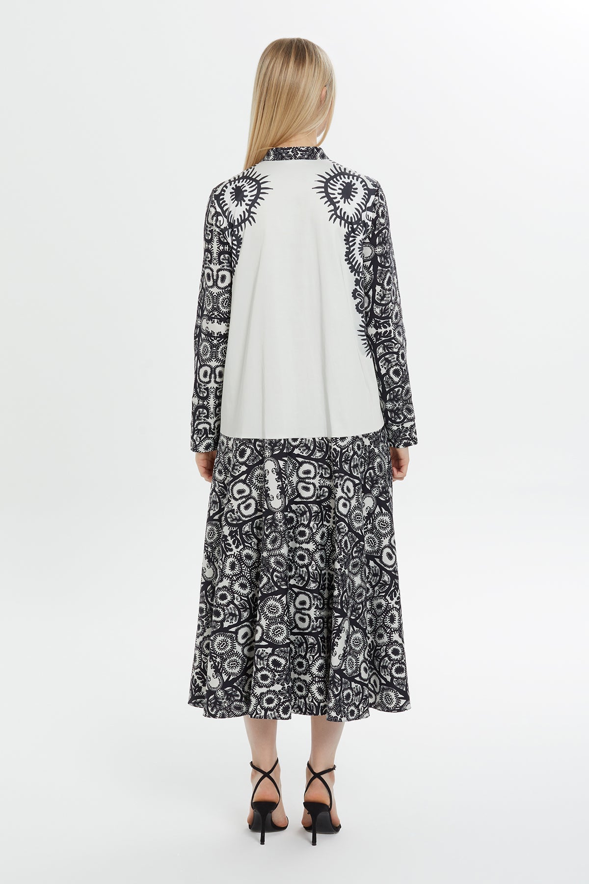 Beige Patterned Midi Dress