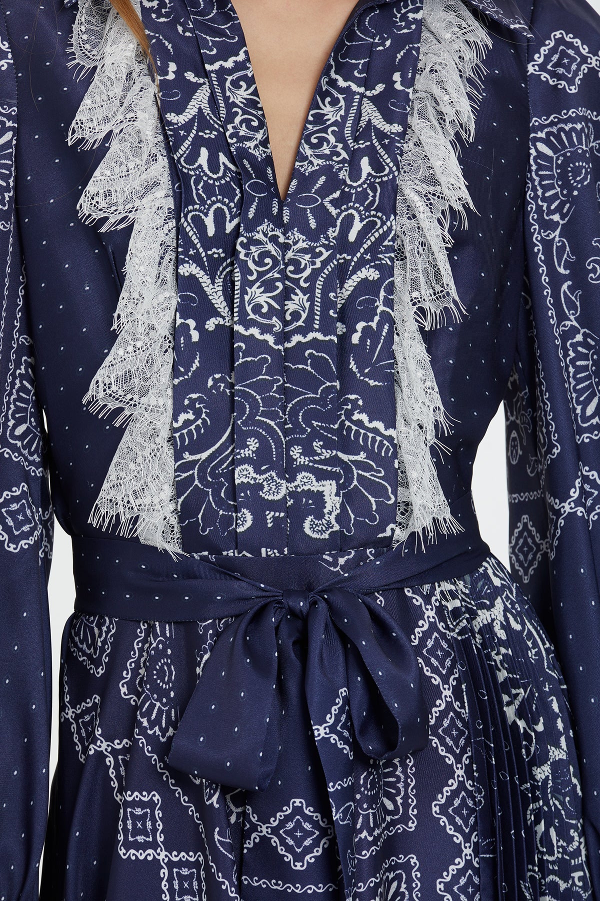 Navy Patterned Midi Dress