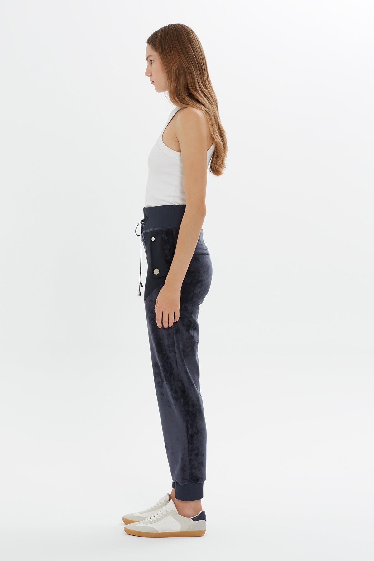 Navy Velvet Carrot Fit Sweatpants