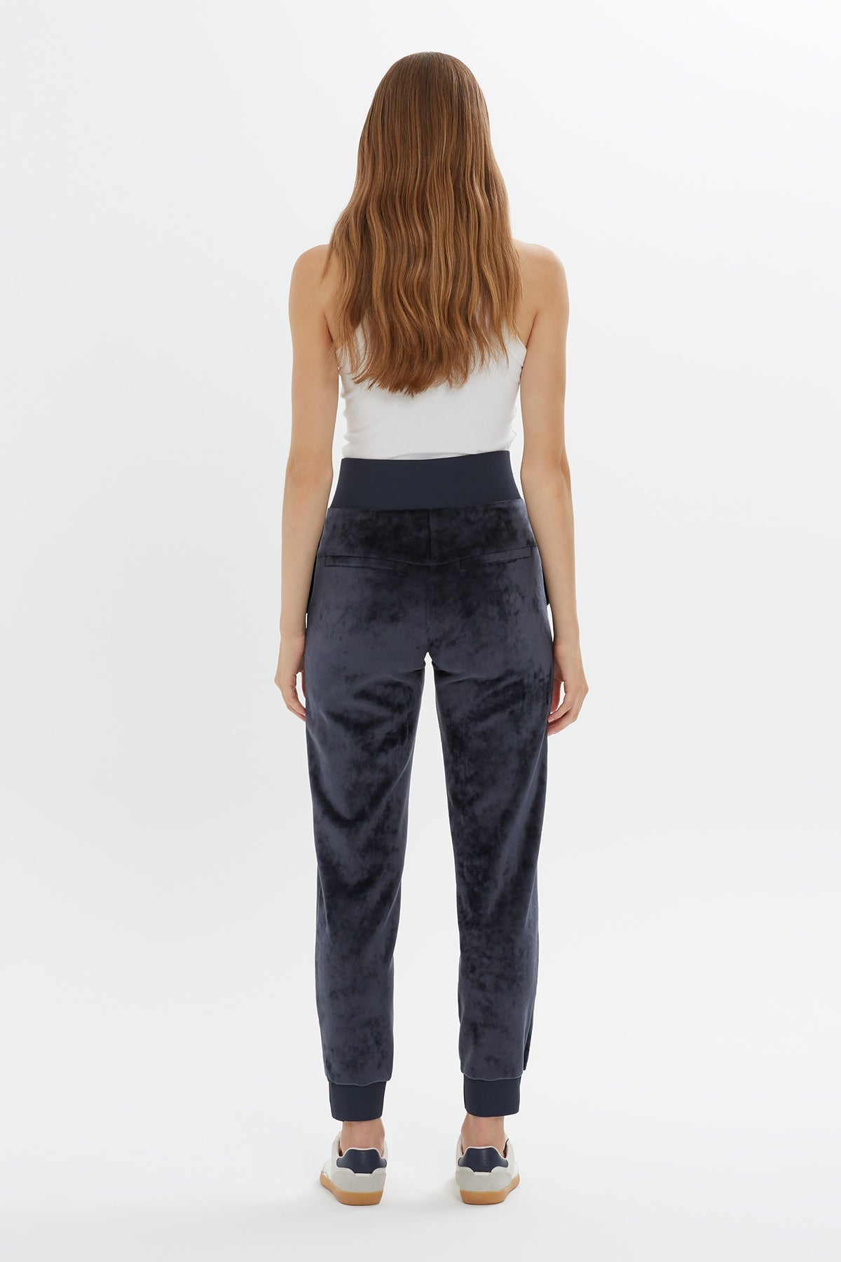 Navy Velvet Carrot Fit Sweatpants