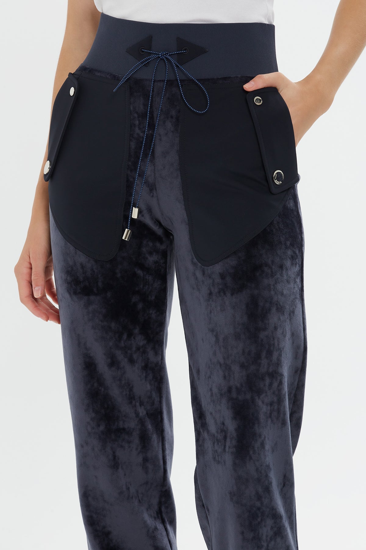 Navy Velvet Carrot Fit Sweatpants