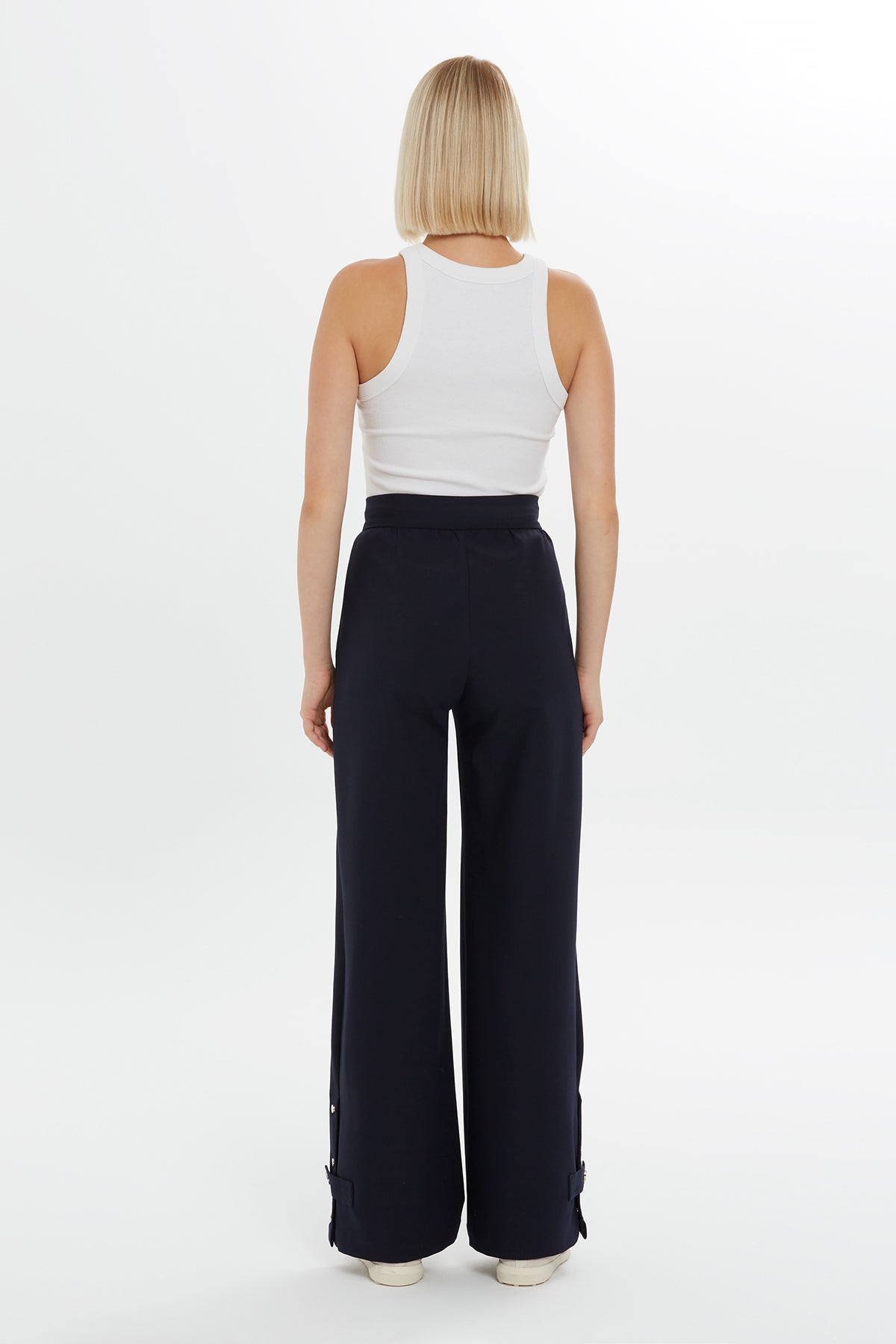 Navy Wide-Leg Pants