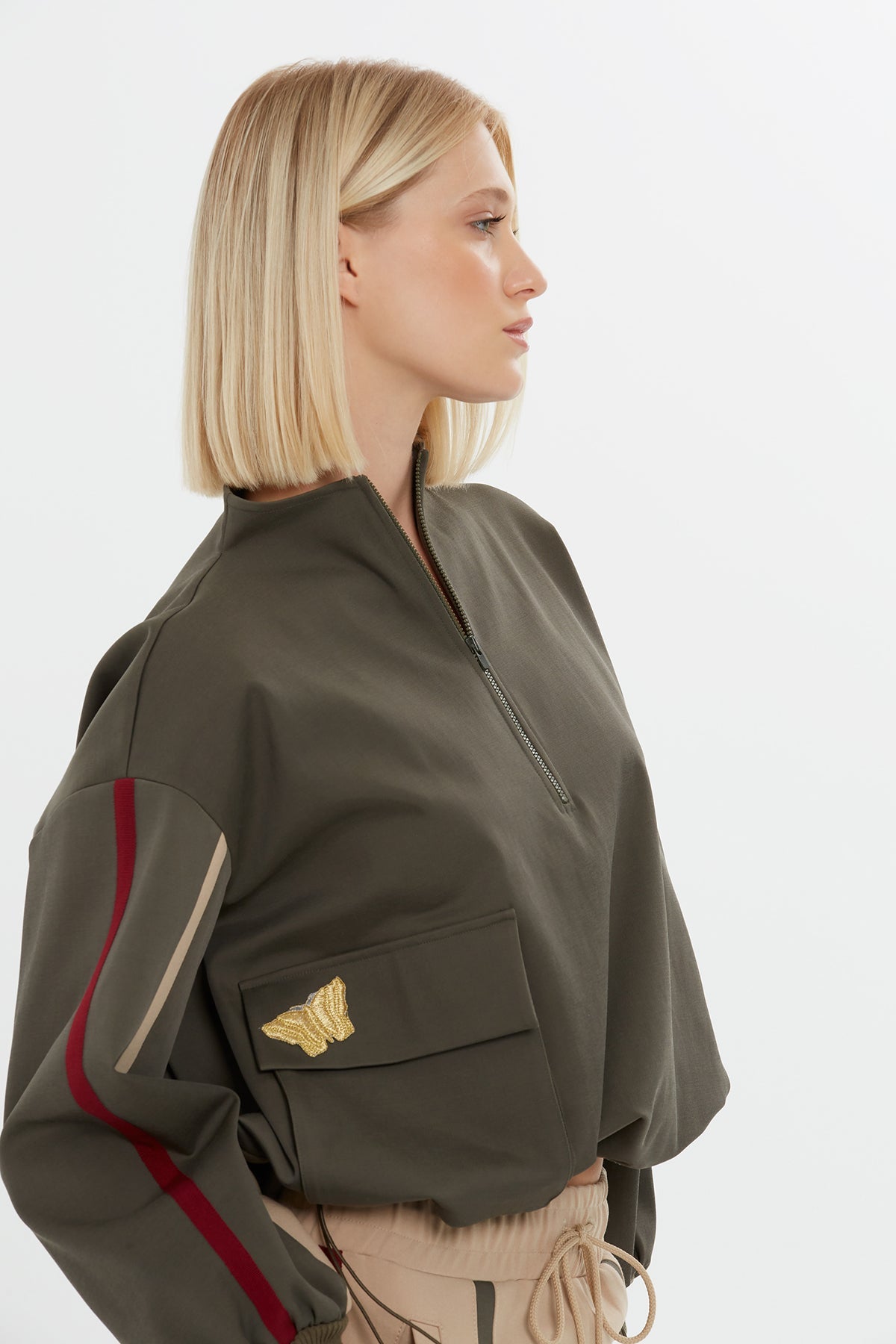 Green Butterfly-Motif Sweatshirt