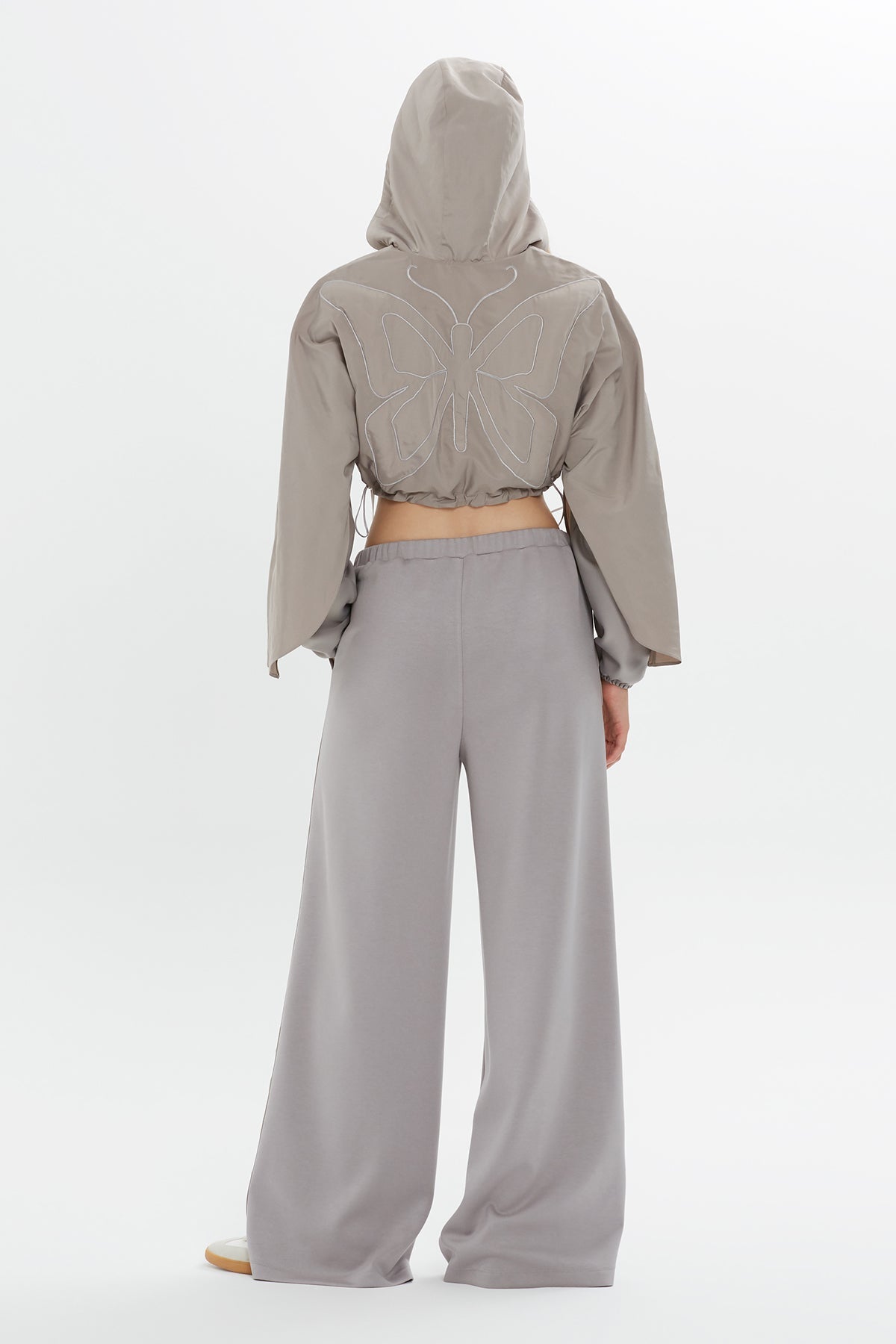 Grey Drawstring-Waist Sweatshirt