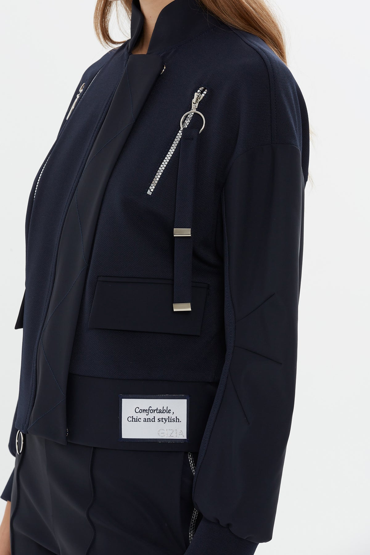 Hooded Zipper Detail Bomber Jacket