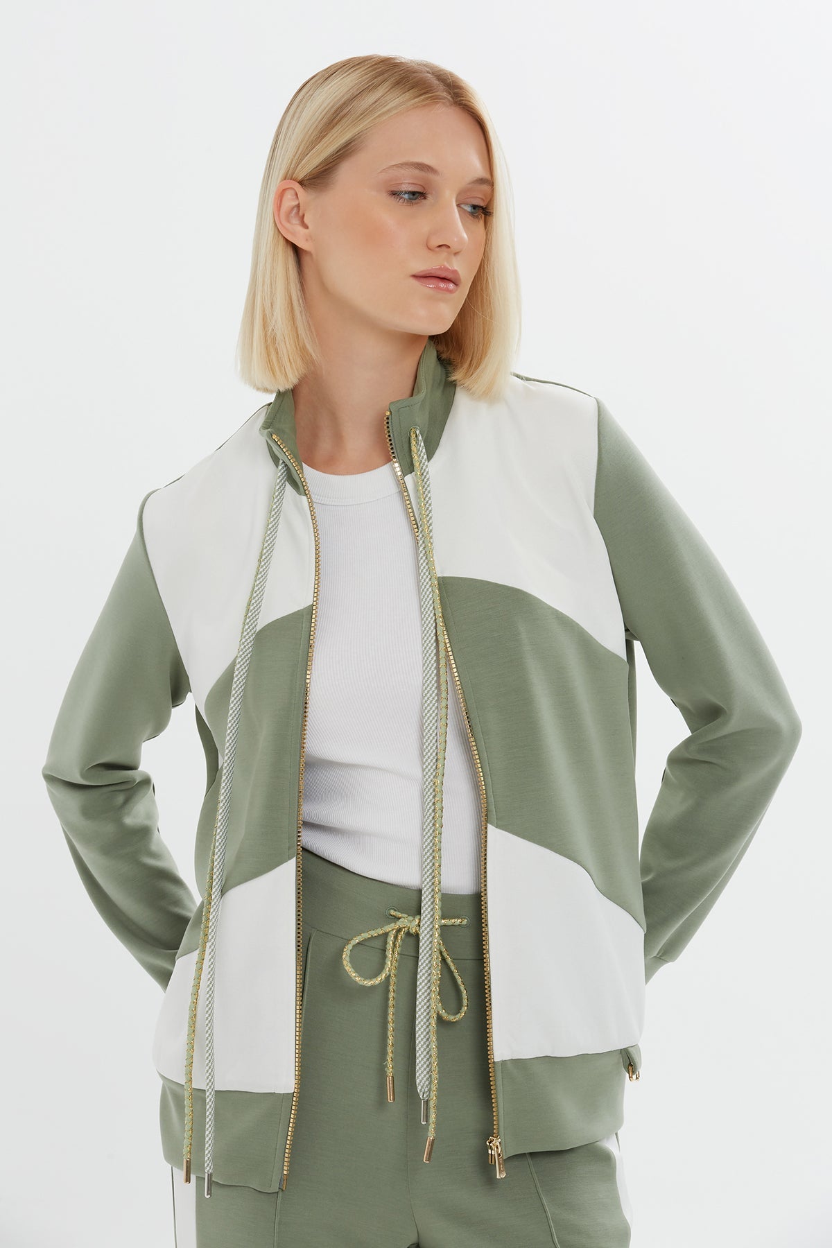 Color-Block Zip Track Top