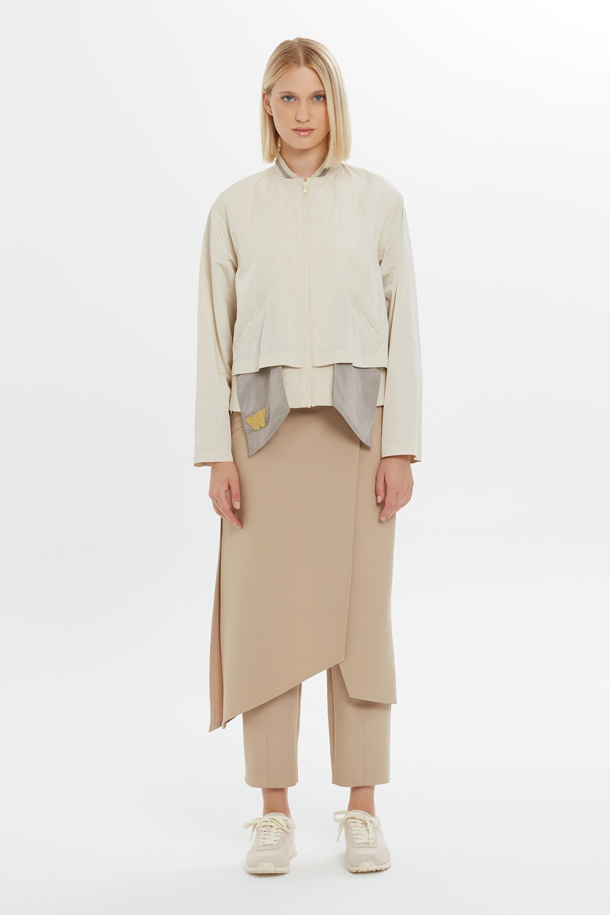 Beige Butterfly-Detail Sweatshirt