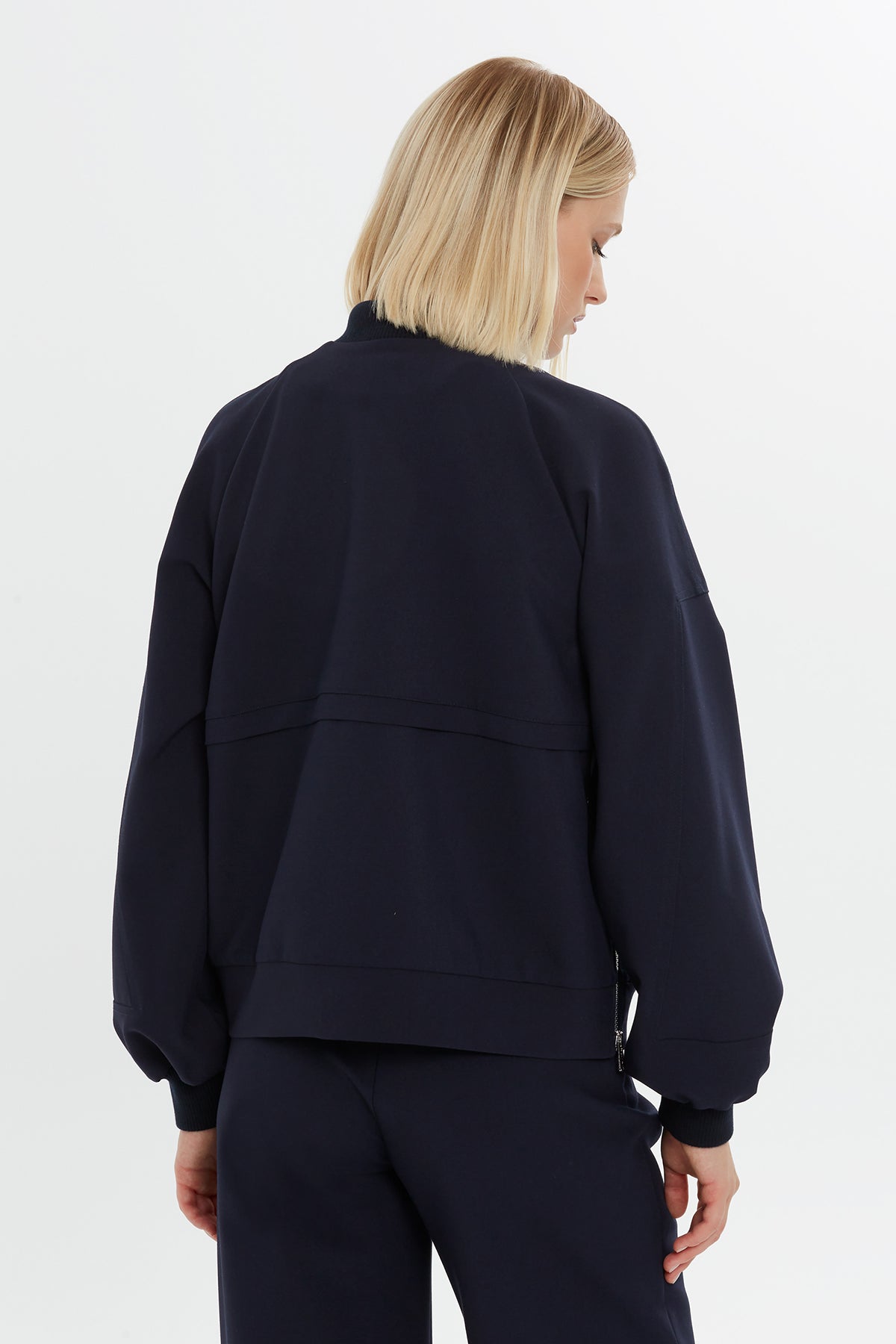 Zip-Detail Bomber Sweatshirt