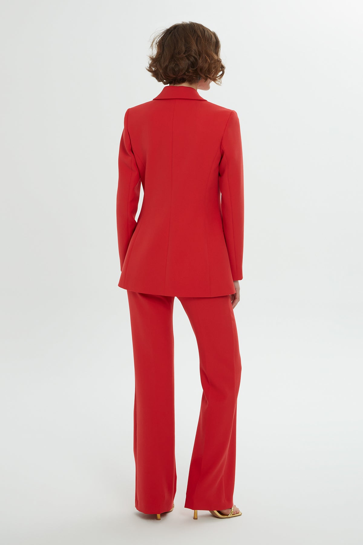 Red Button-Detail Co-Ord Set