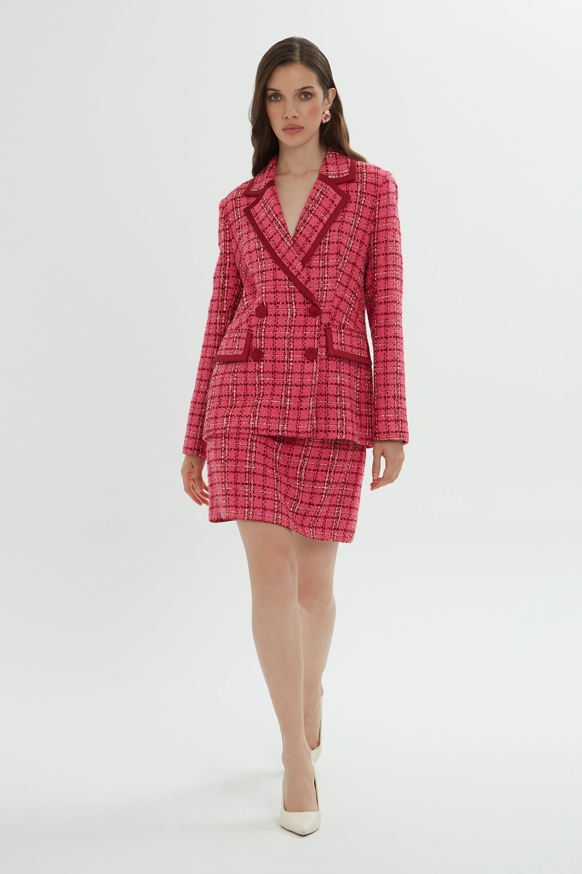 Pink Plaid Mini Skirt Set