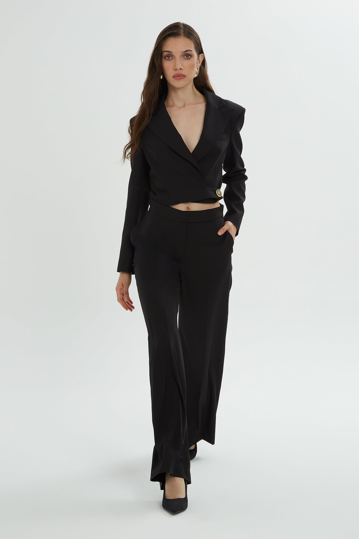 Black Button-Detail Co-Ord Set