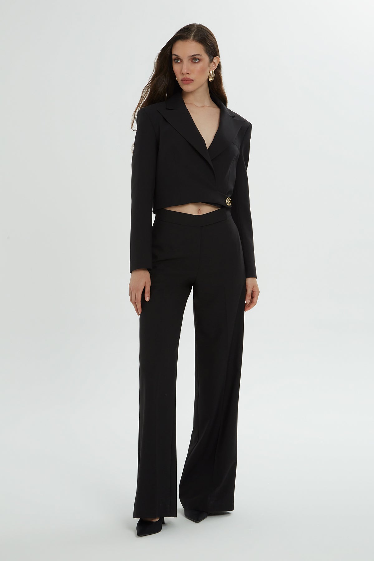 Black Button-Detail Co-Ord Set