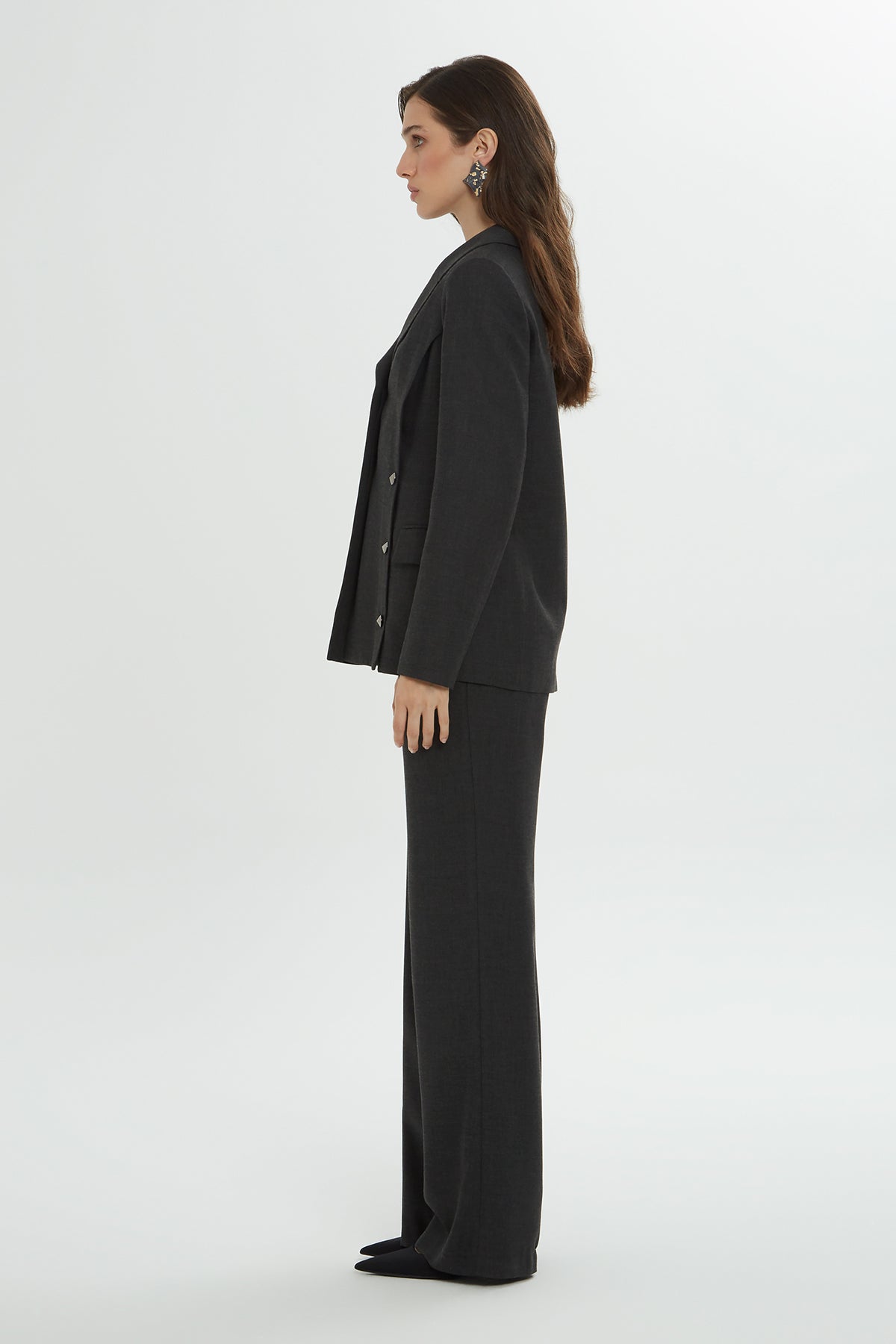 Grey Buttoned-Pocket Co-Ord Set