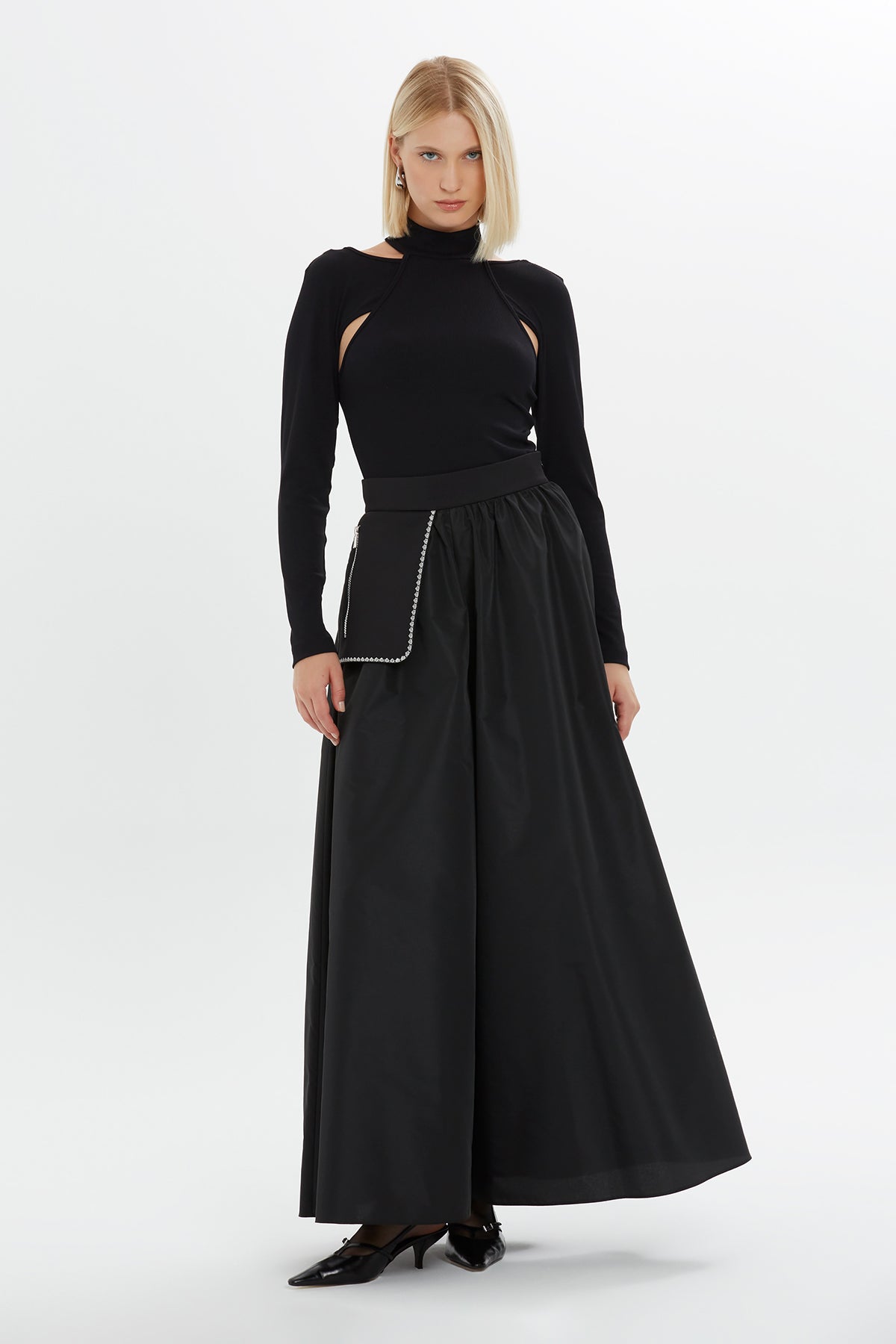 Black Belted Culotte Skirt