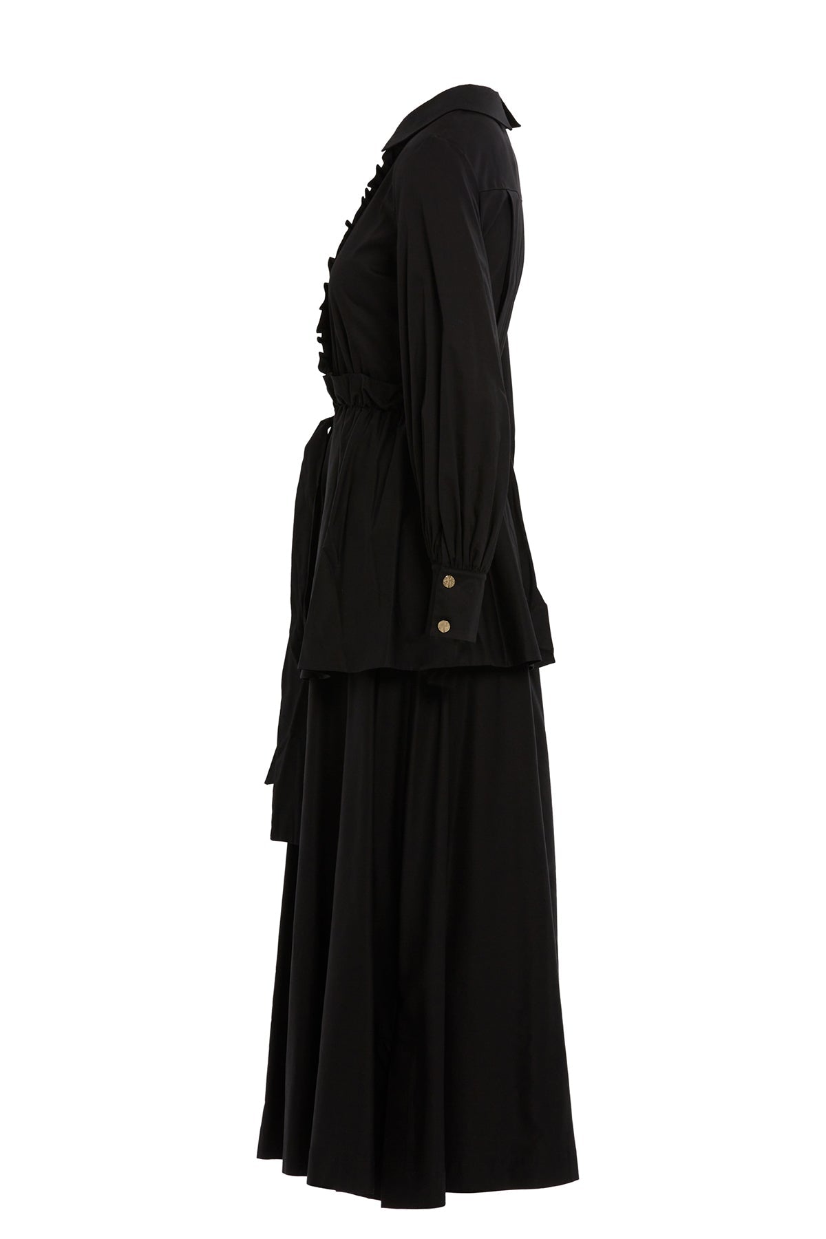 Black Button-Detail Maxi Dress