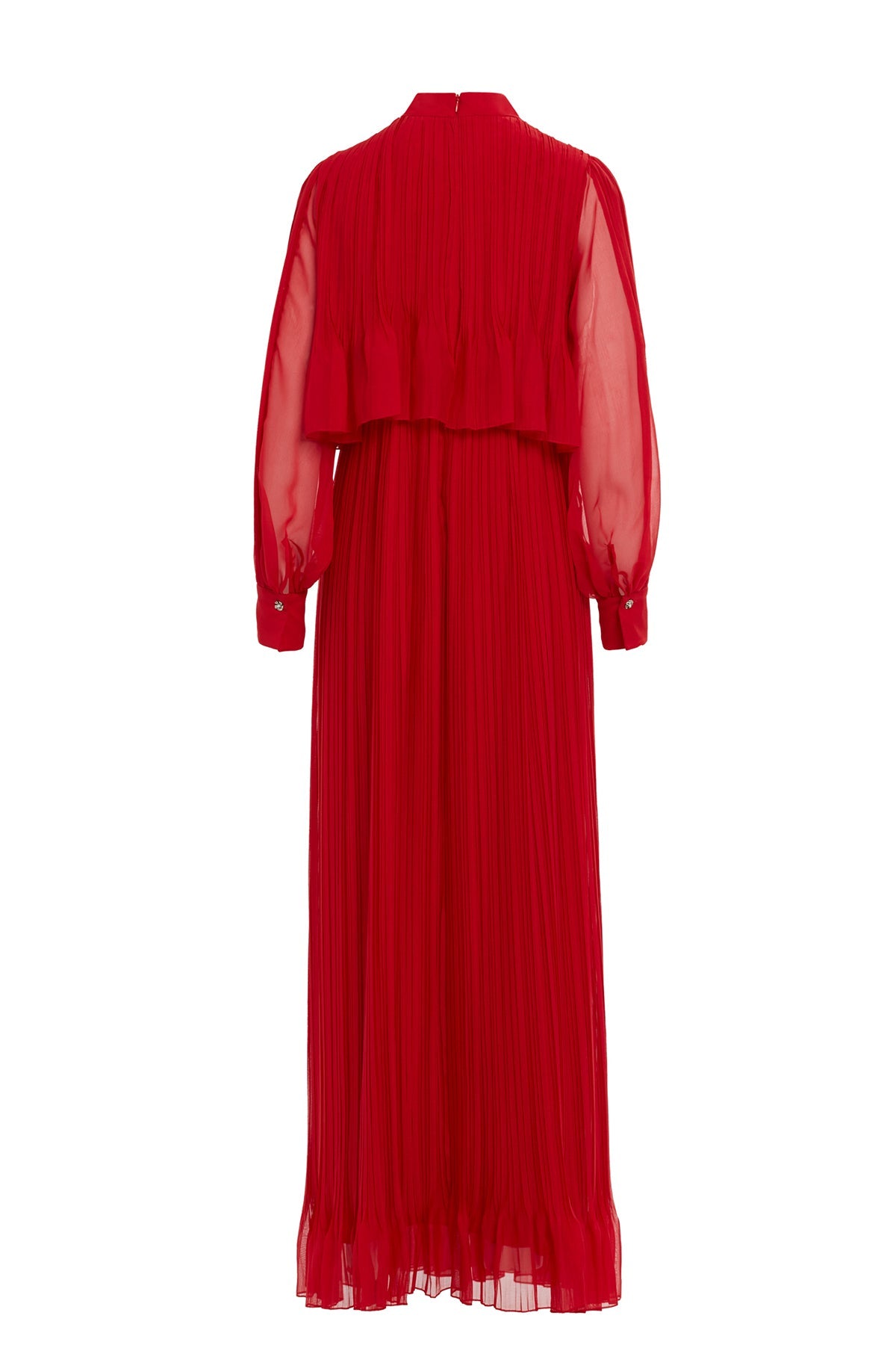 Embroide Collar Pleated Maxi Dress