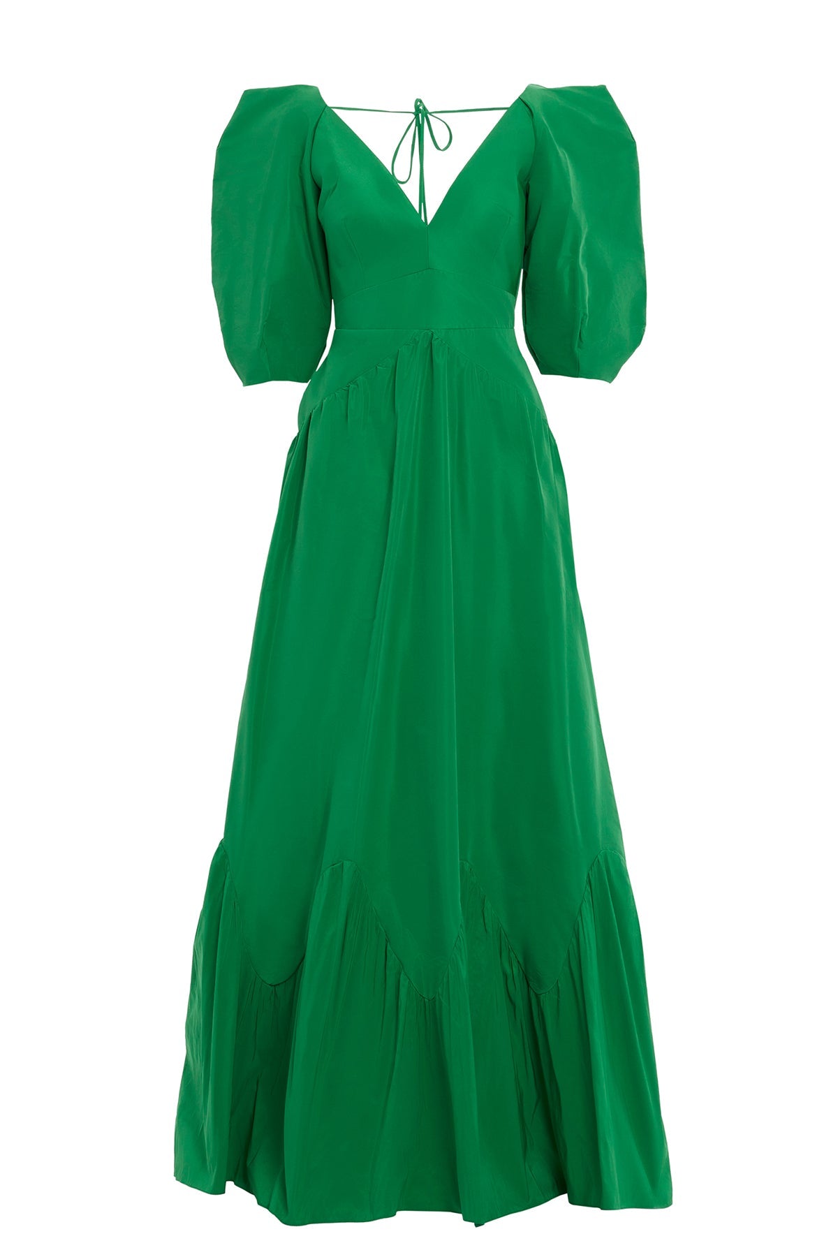 Green V-Neck Maxi Dress