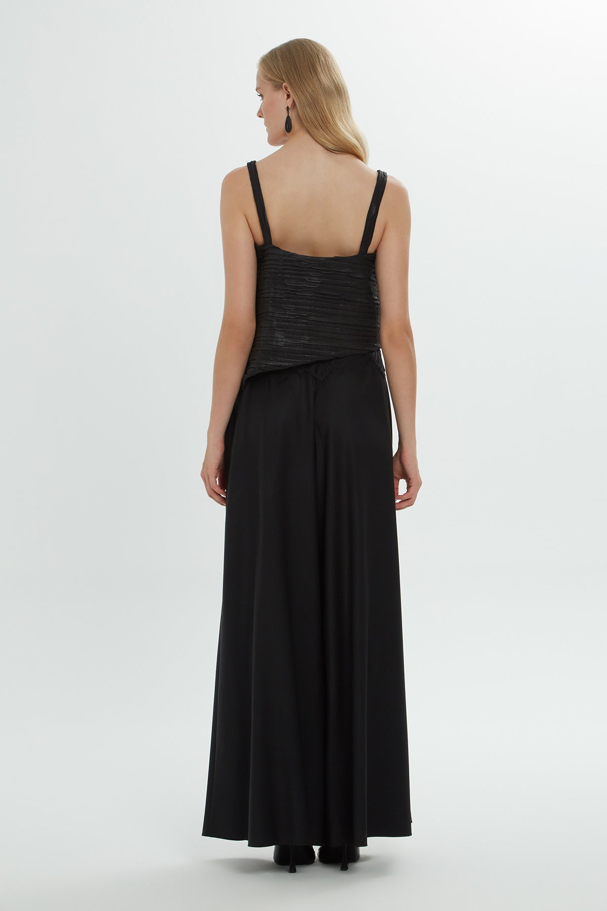 Black Thick-Strap Lace Detail Blouse