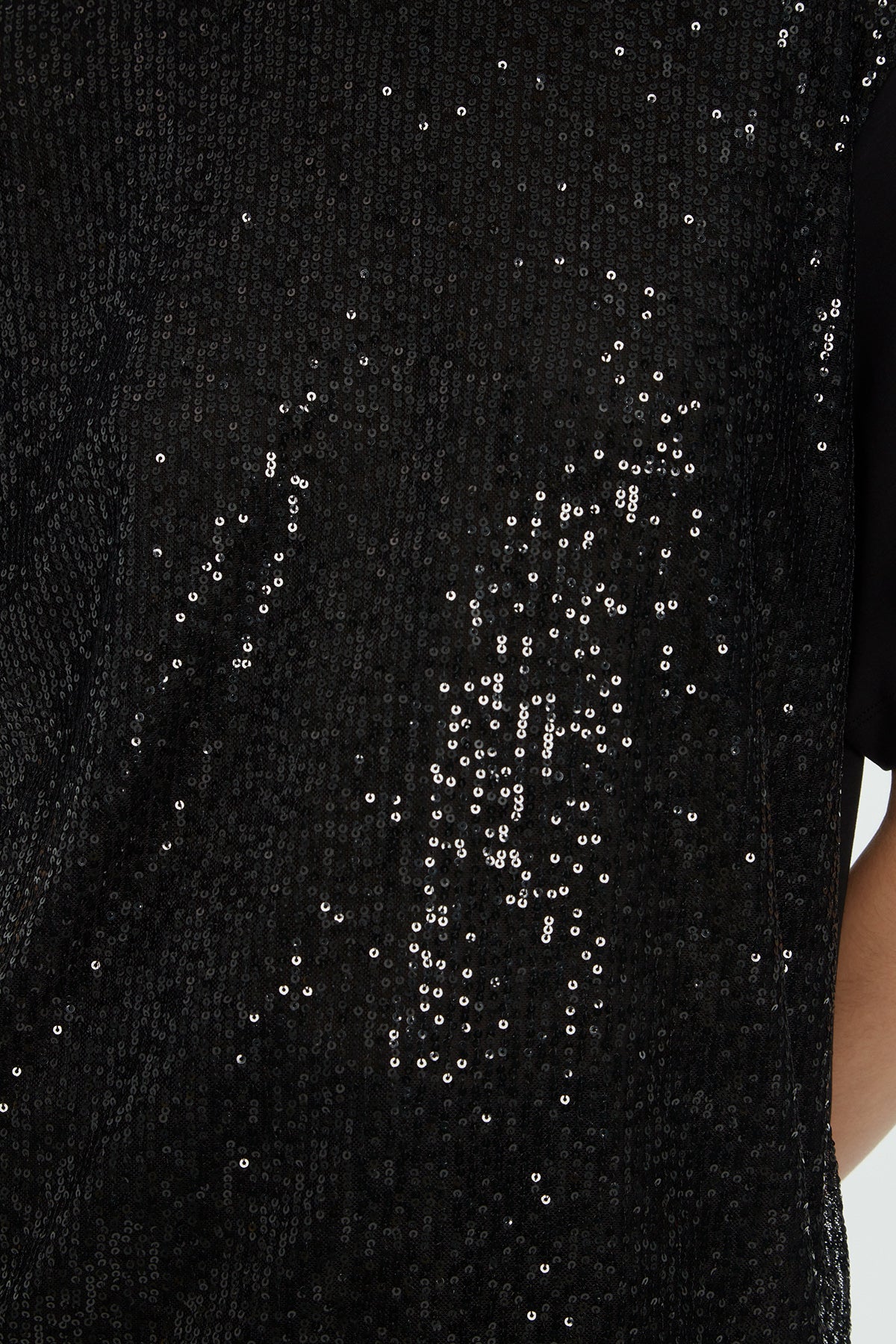 Black Short Sleeve Sequin Blouse