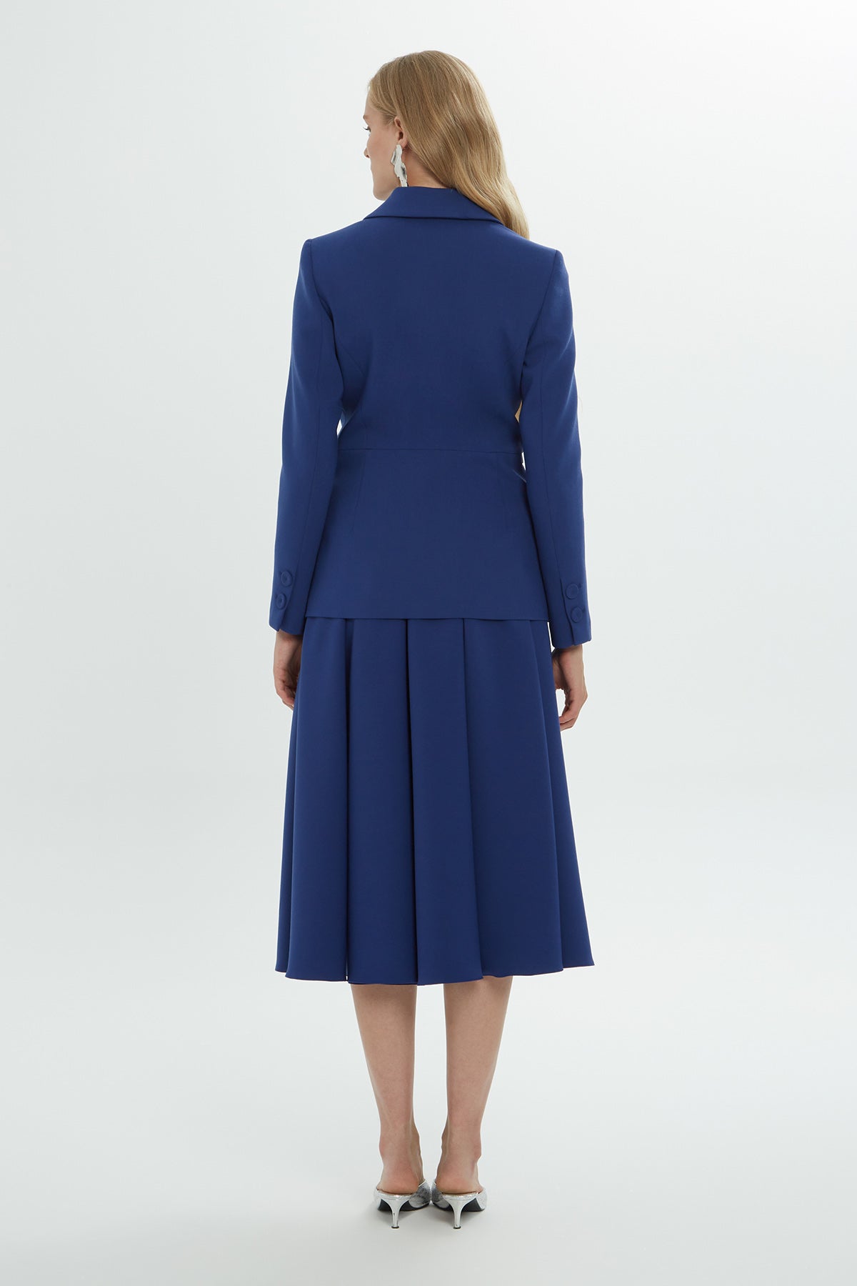 Snap Detail Shoulder Pad Pleated Pocket Lined Jacket