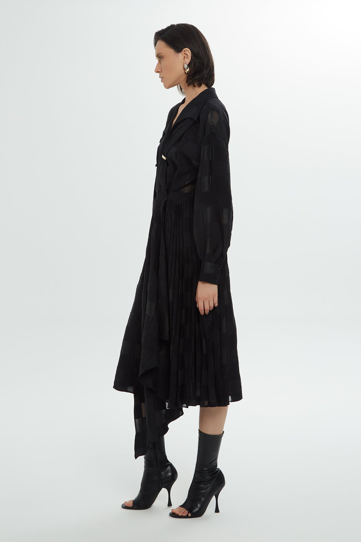 Black Patterned Midi Dress