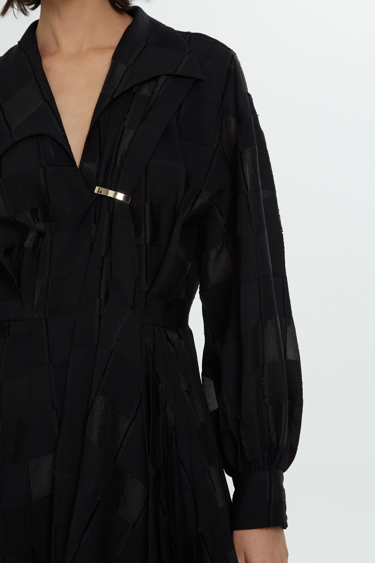 Black Patterned Midi Dress