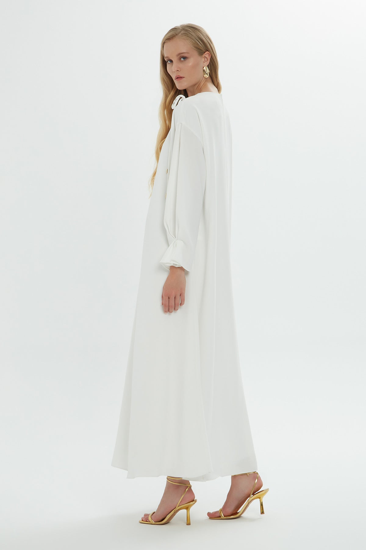 Ecru Chain-Collar Maxi Dress