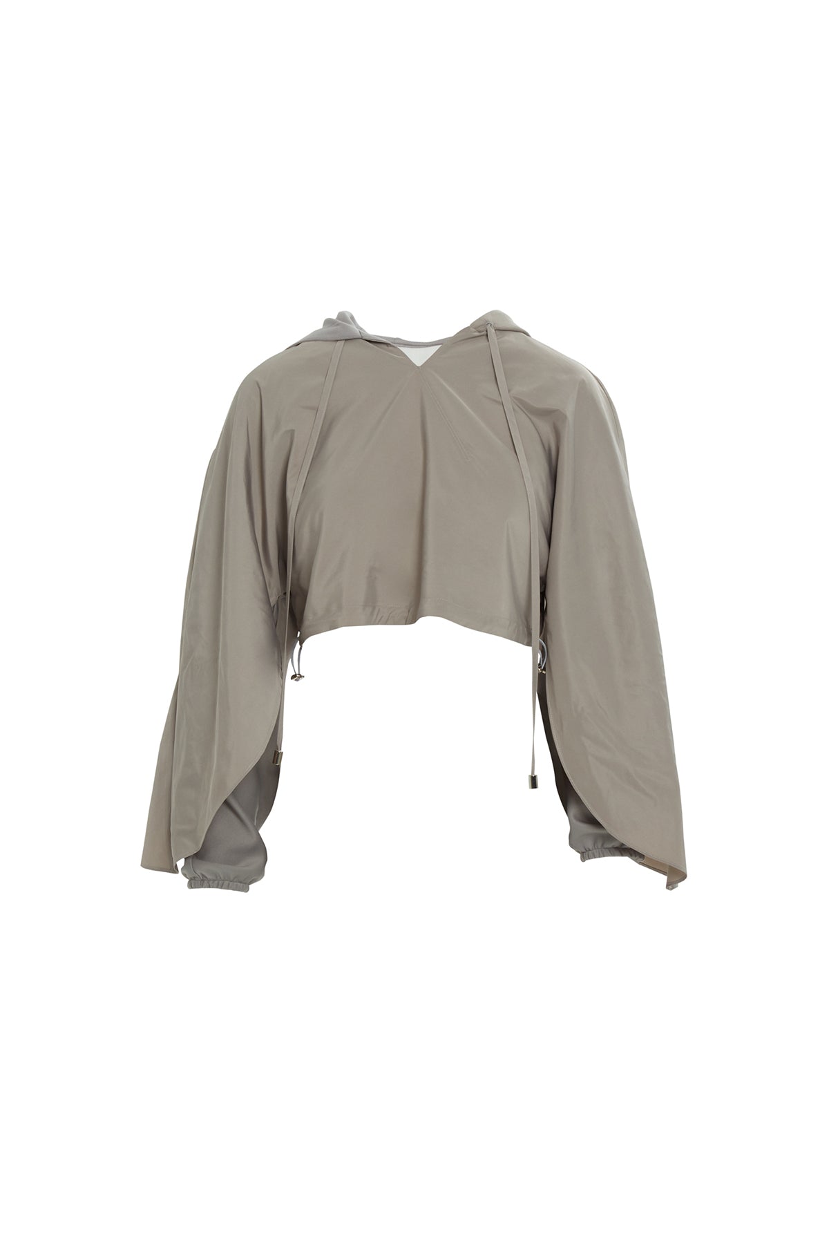 Grey Drawstring-Waist Sweatshirt