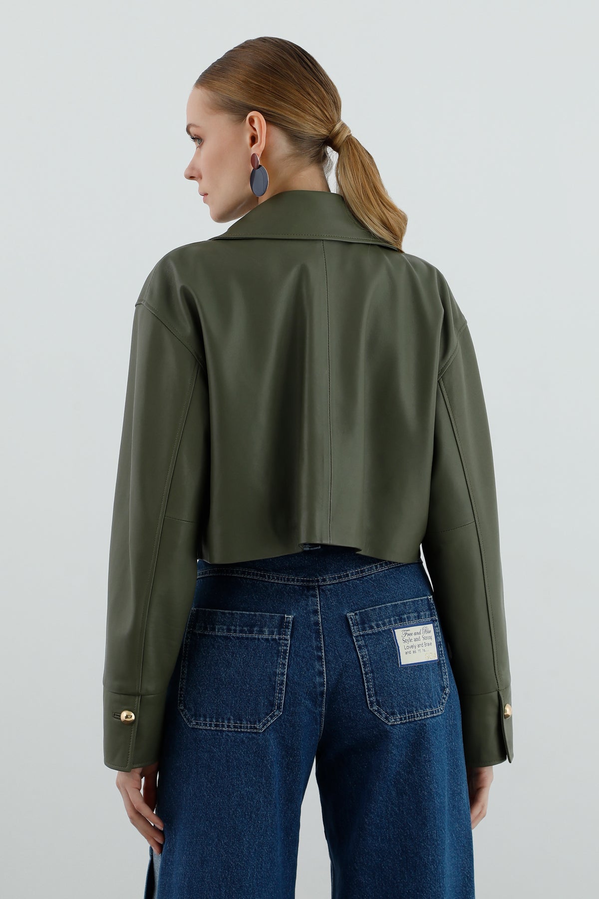 Zipper Closure Detail Leather Jacket