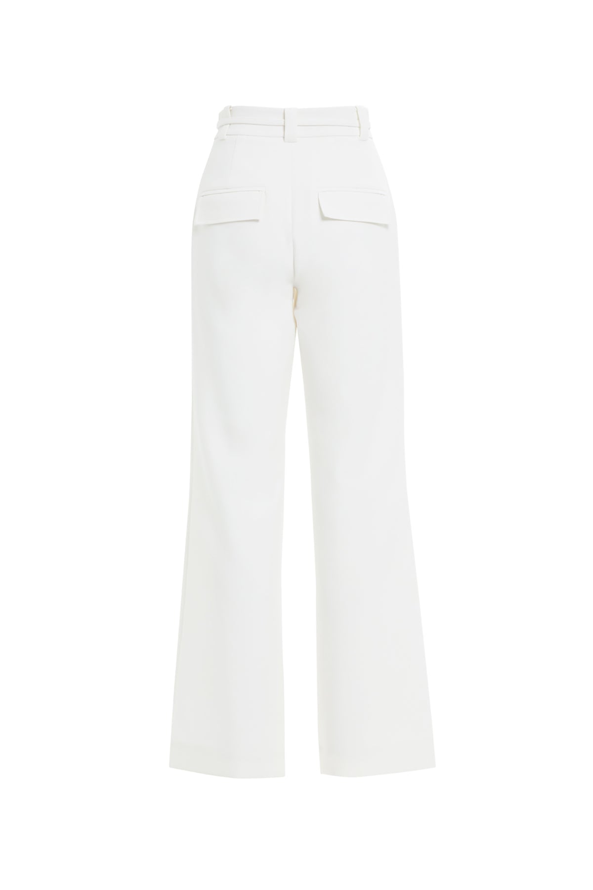 White Wide-Leg Fabric Trousers