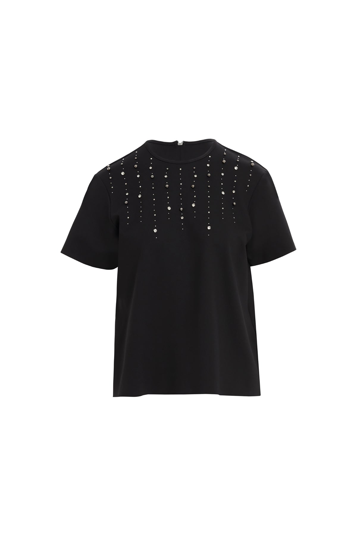 Black Beaded Embroidered T-Shirt