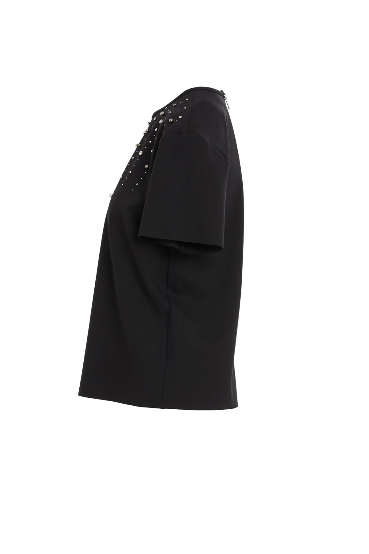 Black Beaded Embroidered T-Shirt