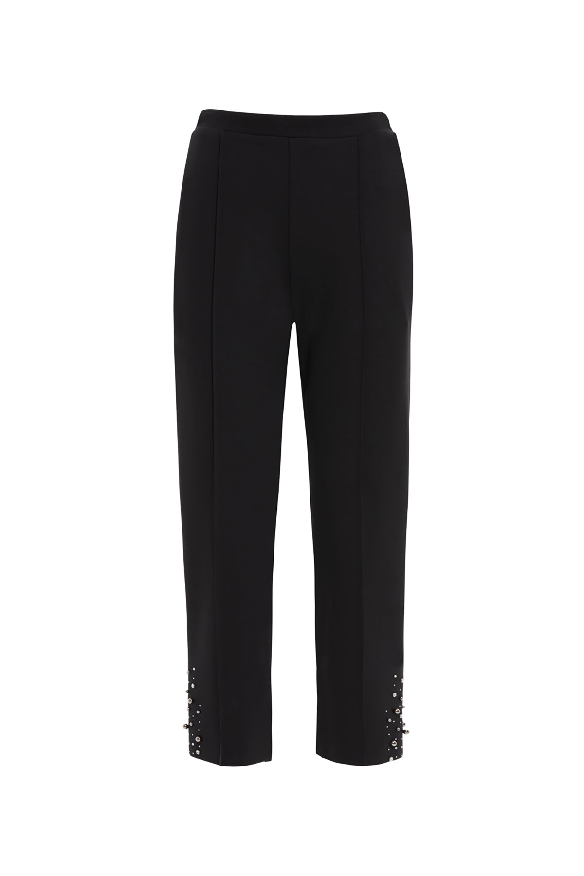 Black Embroidered-Hem Sweatpants