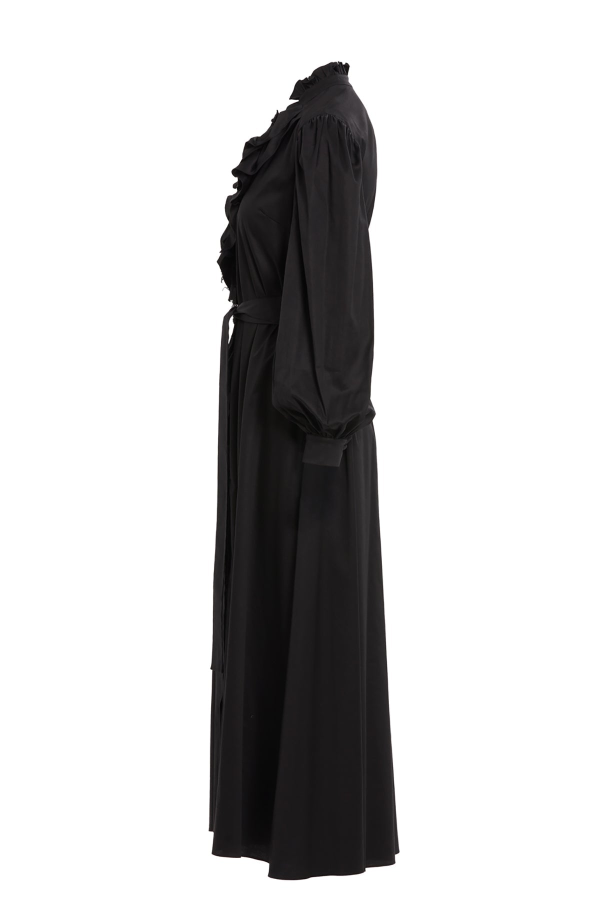 Black Ruffled Midi Dress