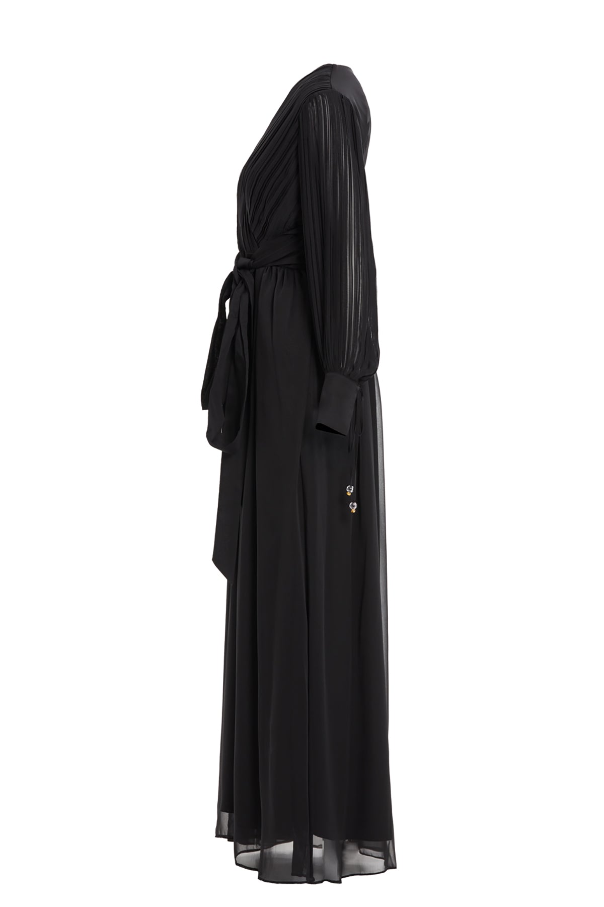 Black V-Neck Chiffon Maxi Dress