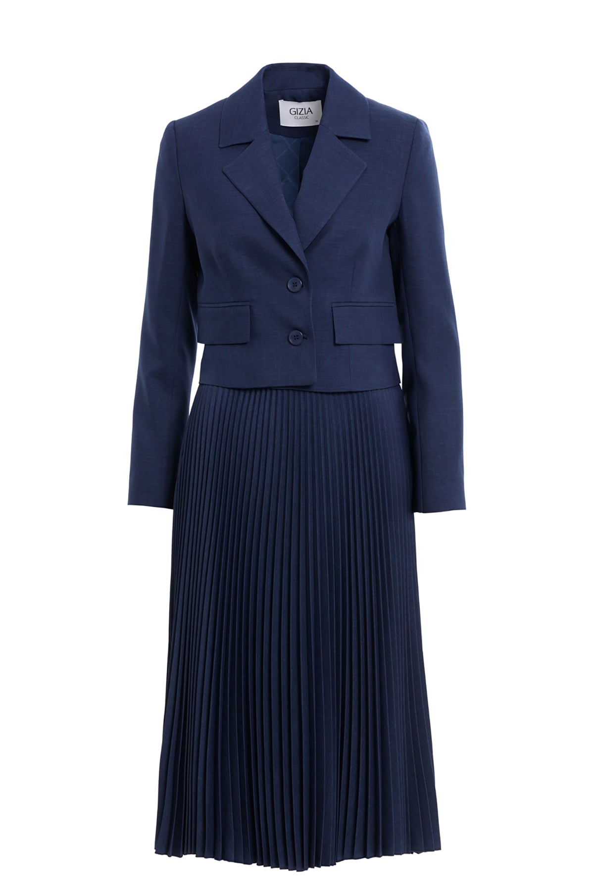 Navy Midi Pleated Skirt Set