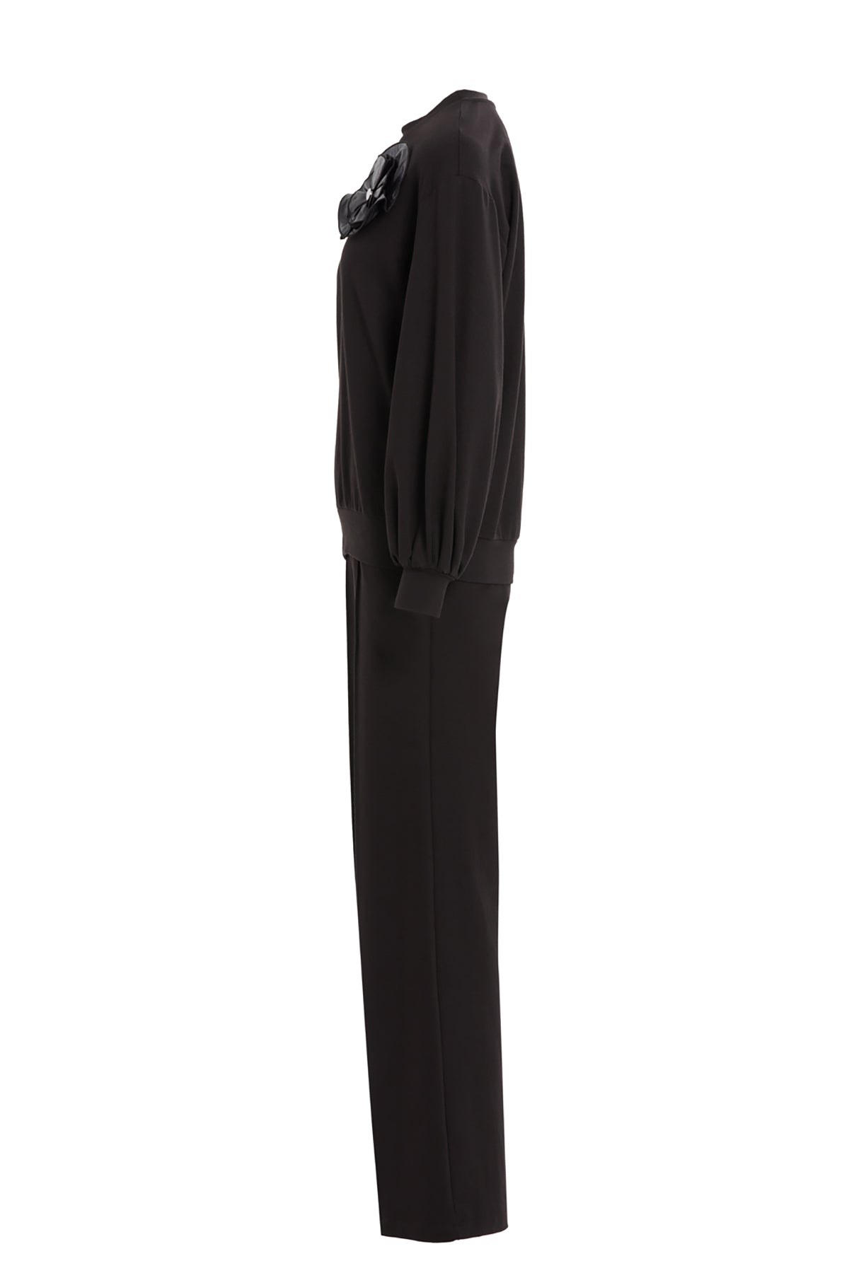 Black Brooch-Detail Tracksuit