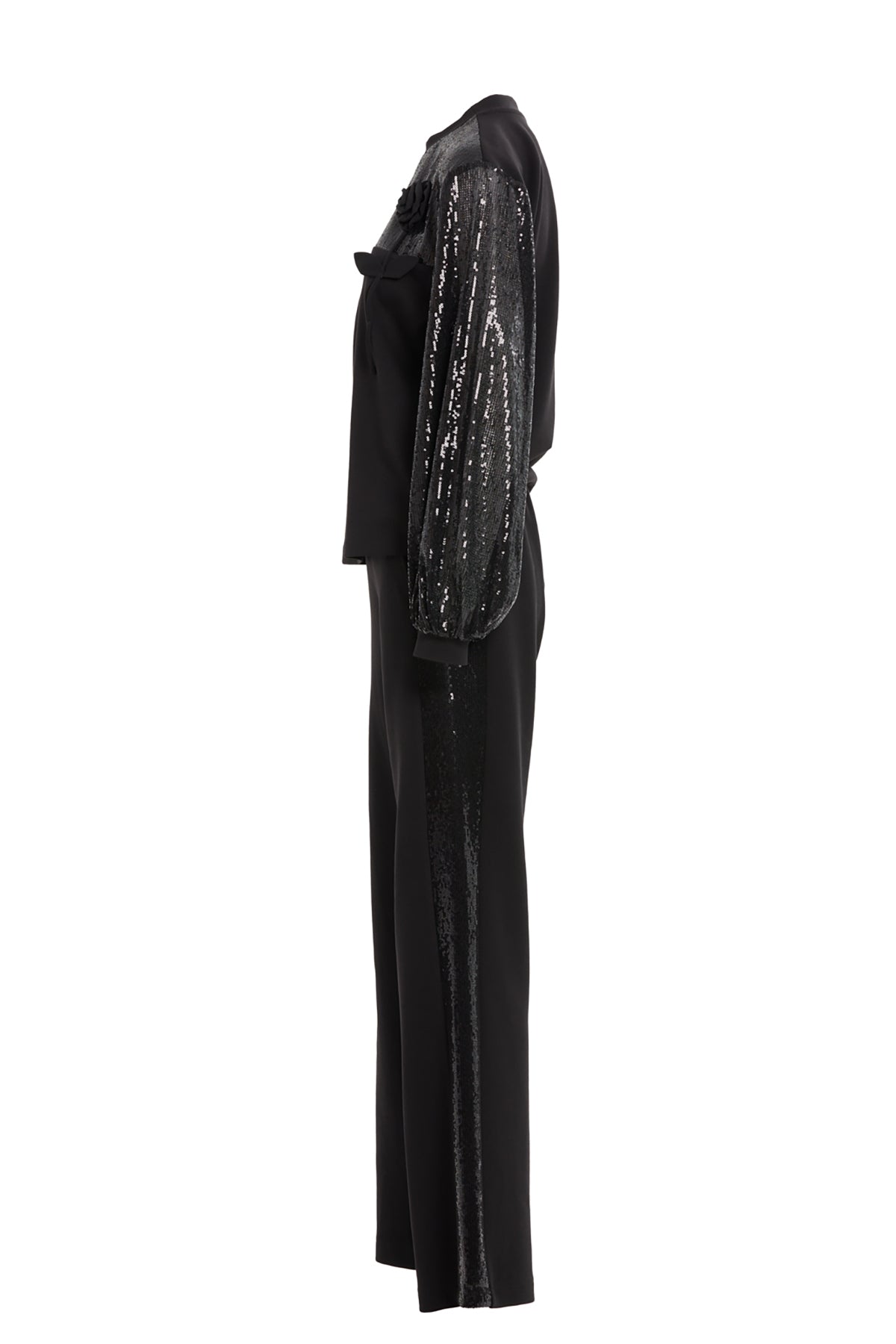 Black Sequin-Sleeve Tracksuit