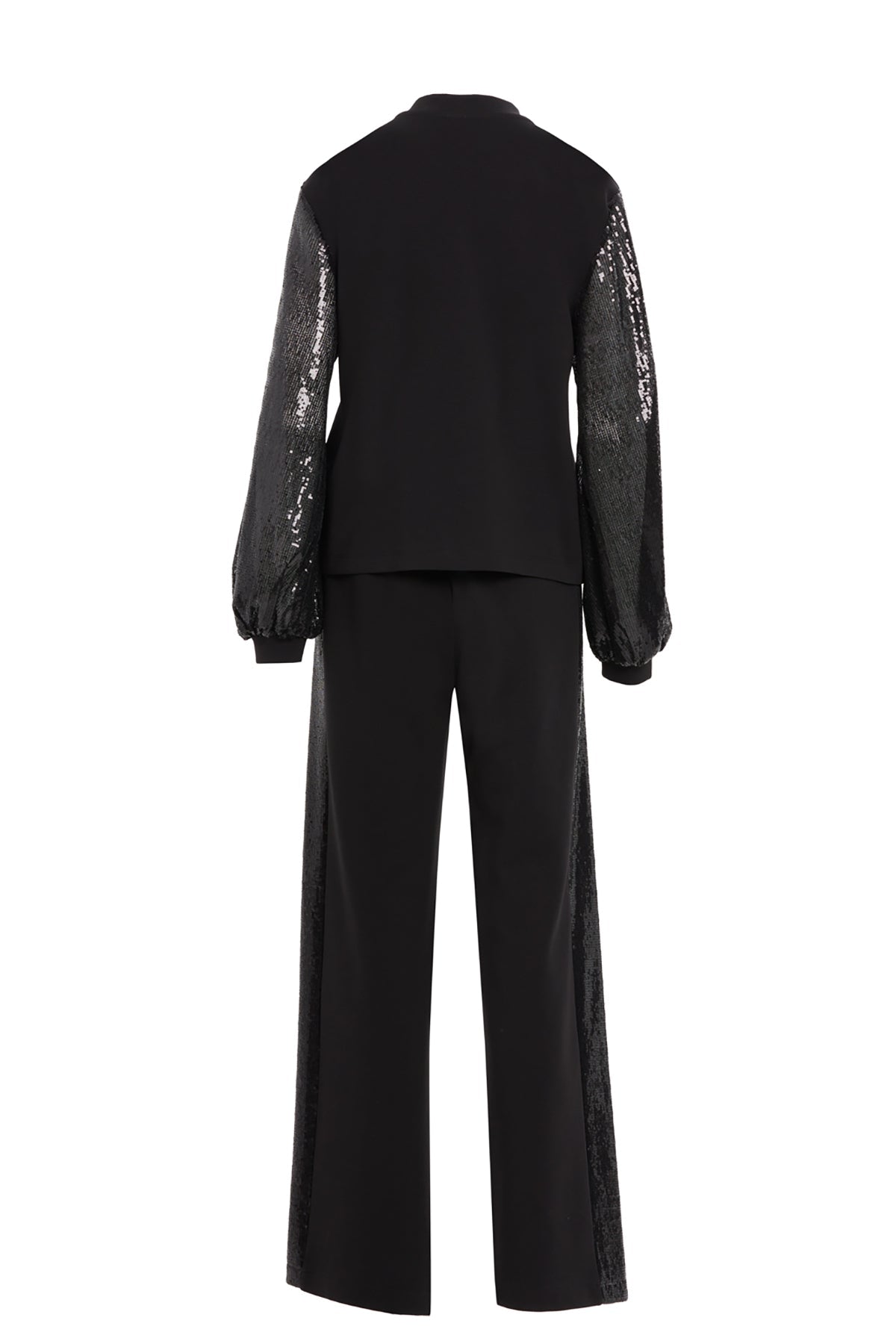 Black Sequin-Sleeve Tracksuit
