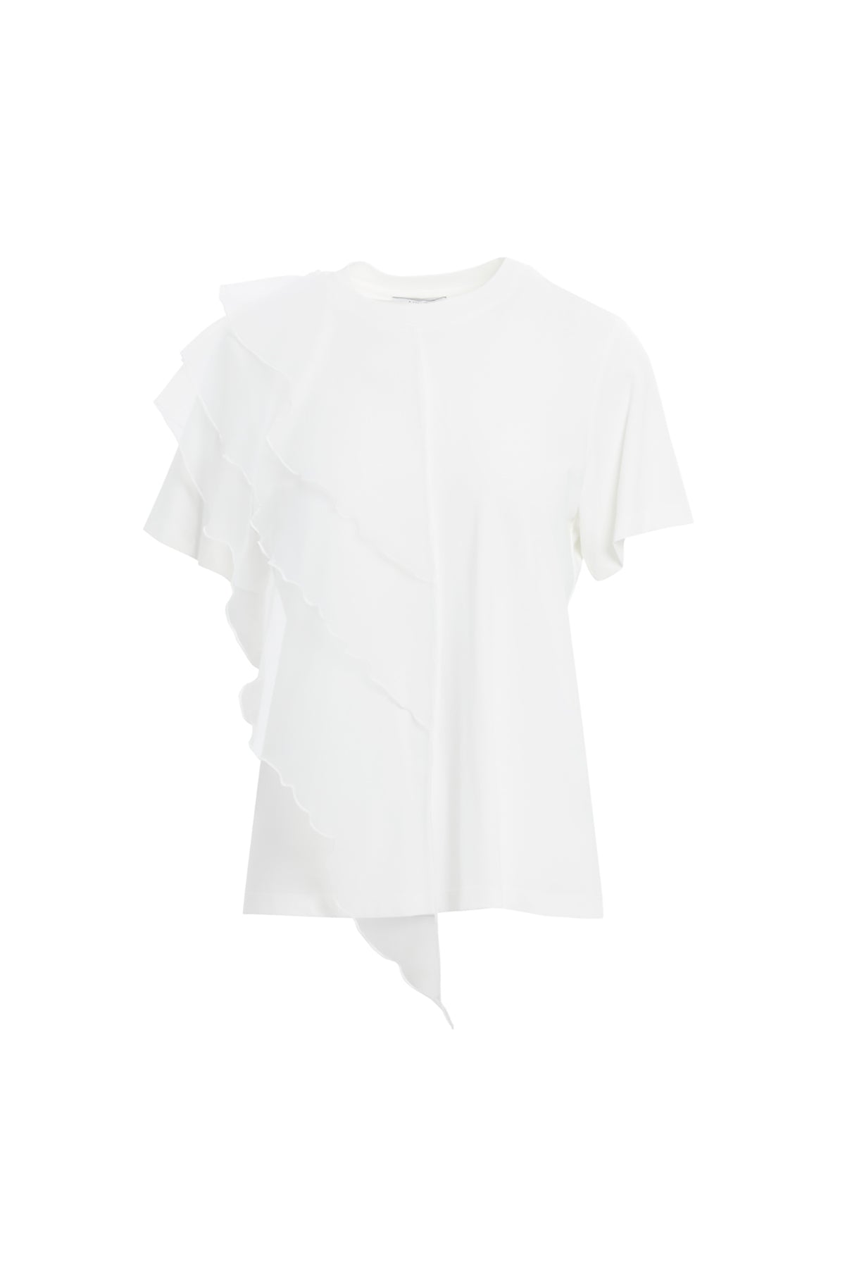 Ecru Shoulder Tulle-Detail T-Shirt